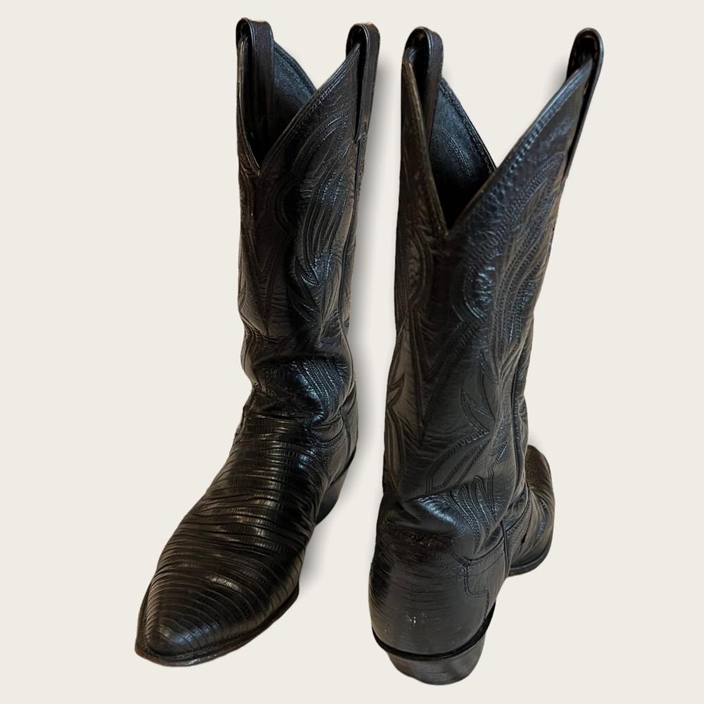Justin 4705 Vintage Black Lizard and Leather Pull on Boot size 7 - Picture 3 of 16